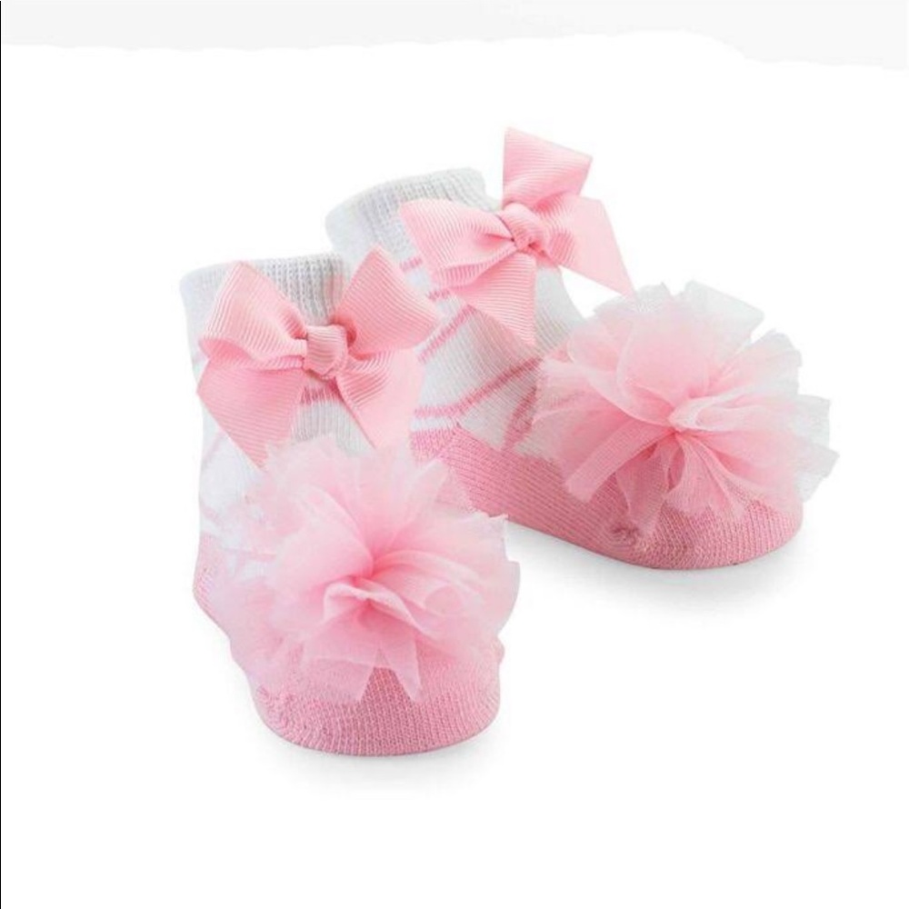 NWT Mud Pie Tulle Puff Socks - Light Pink